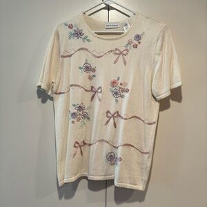 5/25 Women’s Small Cream Sweater with Flowers by Alfred Dunner